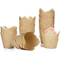Diealles Shine 200Pcs Tazas de Papel de Pastel de Tulipán- Forma de Tulipán a Prueba de Grasa- Papel para Magdalenas…